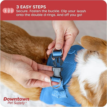 Downtown Pet Supply Step in Dog Harness for Small Dogs, X-Small, Cobalt - Adjustable, Reflective Trim, No Pull, Padded Mesh Fabric, Buckle Strap Harness for Dogs