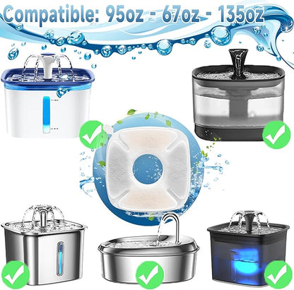 OPISICEN 18 Pcs Cat Fountain Filters Replacement Compatible with VEKEN 95oz/2.8L, 67oz/2L, 135oz/4L Pet Fountain