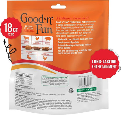 Good'N'Fun Triple Flavored Rawhide Kabobs for Dogs