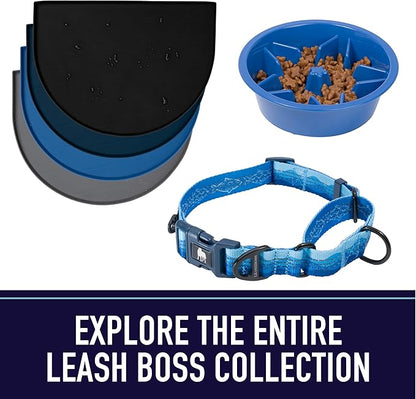 Leash Boss 10 Foot Dog Leash with Padded Handle - Long Leash for Hiking, Camping, Exploring, or Walking (10 Feet, Black/Red/Grey)