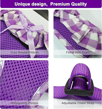 SuperBuddy Upgraded Soft Mesh Dog Harness, Super Breathable Lightweight Pet Harnesses for Puppy Dogs Outdoor Walking, Purple Dog Harness -Small