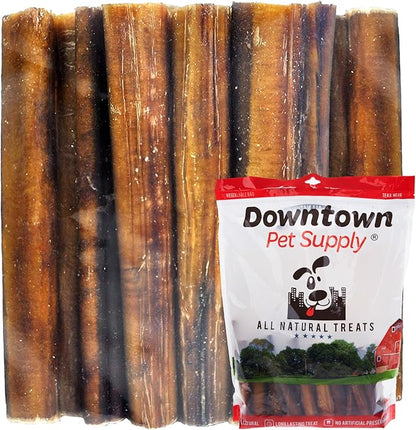 Downtown Pet Supply Jumbo Bully Sticks for Dogs - Natural Beef Chews, Low-Odor & Rawhide-Free, Long Lasting Dog Treats for Aggressive Chewers - Healthy, Safe & Delicious Chews Dogs Love (12" 24 Pack)