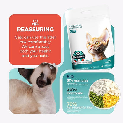 MoonForest Tofu Cat Litter,Natural Odor Control Dust-Free Clumping Litter(5.5lb×3bags)