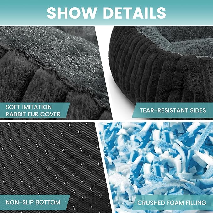 Dog Beds for Extra Large Dogs 43x35 Inch, Comfort-Sided Orthopedic XXL Dog Bed Couch with Breathable Shredded Memory Foam, Faux Rabbit Fur Pet Bed, Non-Detachable, Non-Slip, Machine Washable