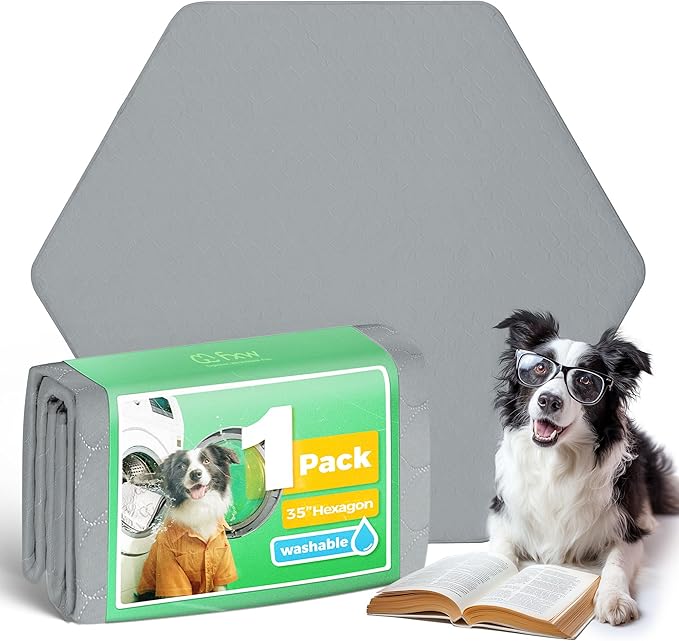 FXW Washable Pee Pads for Dogs, Leak-Proof & Non-Slip, Specifically Designed for FXW Rollick/Homeplus 32inch 6 Panels Dog Playpen, 35" Hexagon, Gray, 1 Pack