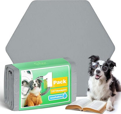 FXW Washable Pee Pads for Dogs, Leak-Proof & Non-Slip, Specifically Designed for FXW Rollick/Homeplus 32inch 6 Panels Dog Playpen, 35" Hexagon, Gray, 1 Pack