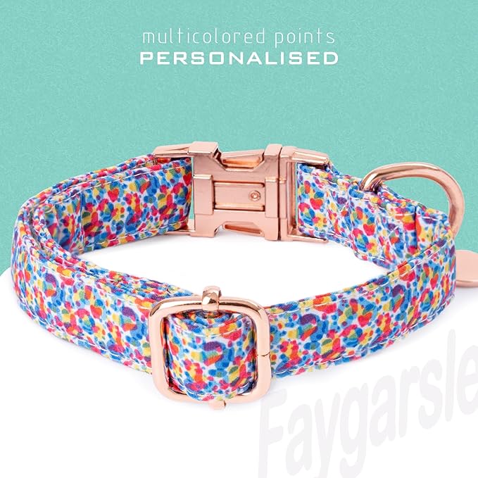 Faygarsle Multi-Colored Splotches Pattern Dog Collar for Small Medium Large Dogs Cute Puppy Collars for Female Dogs for Summer Spring Wedding Necklace Girl Dog Collar XS