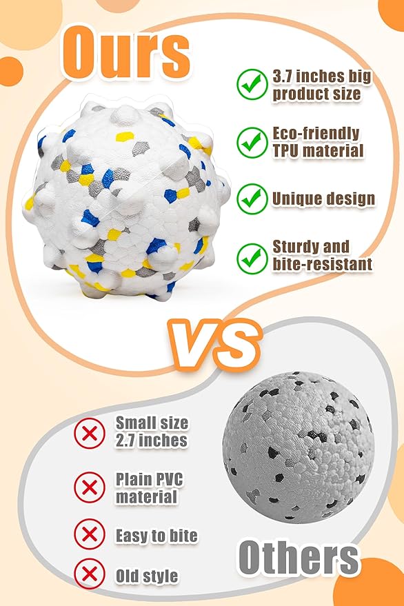 Moonorange 1.96'' Dog Balls for Dogs Aggressive Chewers Indestructible Tennis Durable Bouncy Interactive Dog Toy Balls for Fetch Game Floating Training(White Small)