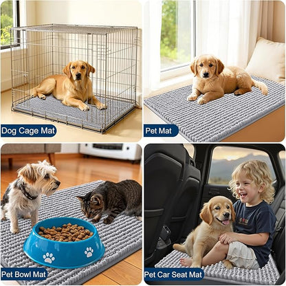 OLANLY Dog Door Mat for Muddy Paws 30x20, Ultra Absorbent Chenille Mud Doormat, Non-Slip Washable and Dirt Trapping Doormat for Indoor Entryway, Quick-Dry Indoor Pet Bed Mats for Dogs, Light Grey