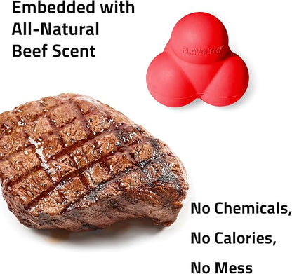 Playology Dog Toys | Squeaky Bounce Ball for Dogs - Bounces in Unpredictable Ways | Jumbo Beef Scented Toy - Easy to Clean and Made from Non Toxic Materials