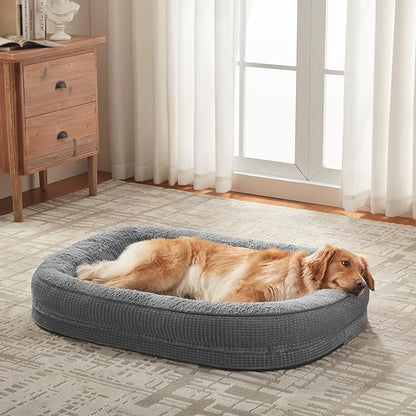 JOEJOY Orthopedic Dog Bed for Medium Dogs, Egg-Crate Memory Foam Pet Bed with Bolster Sides, Waterproof Lining, Removable Washable Cover & Non-Slip Bottom, Grey