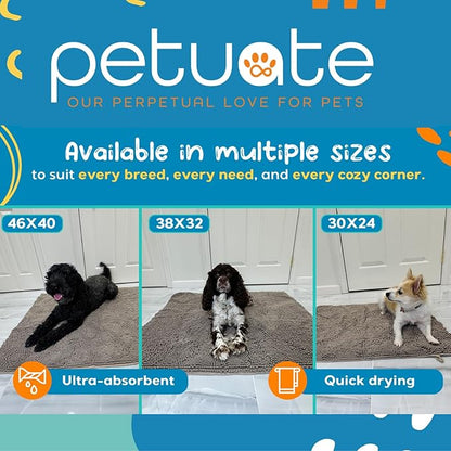Pet 2-in-1 Dog Towel & Mat – Transforms from Drying to Bath Mat, Ultra Soft, Absorbent & Quick-Drying, Machine Washable Dog Towels with Detachable Non-Slip Mat and Hand Pockets (Small)