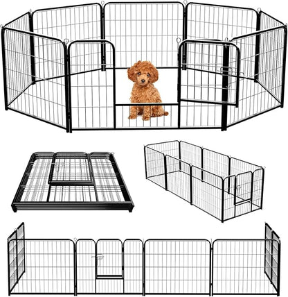 NEWBULIG Dog Playpen 8 Panels 24" Height Foldable Heavy Duty Metal Dog Exercise Playpen Puppy Fence for Indoor Outdoor Yard