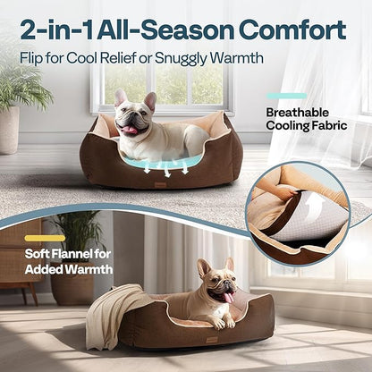 Orthopedic Medium Sized Dog Bed with Removable Washable Cover, Waterproof & Non-Slip Base, Cat Couch Sofa, Comfortable Pet Bed with Cooling/Warming, Dual-Layer Interior Padding, 28 Inch