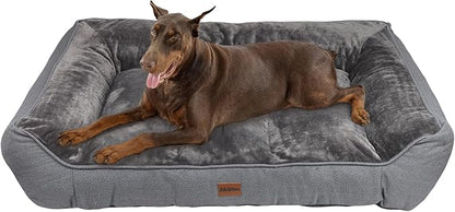 ZAKAPAWS Orthopedic Dog Bed for Extra Large Dogs - Extra Thick Supportive Dog Couch Bed, Pet Beds Sofa with Waterproof Washable Cover & Non-Slip Bottom, Grey, 48x35 Inch