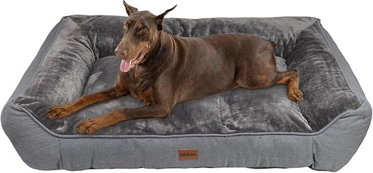 ZAKAPAWS Orthopedic Dog Bed for Extra Large Dogs - Extra Thick Supportive Dog Couch Bed, Pet Beds Sofa with Waterproof Washable Cover & Non-Slip Bottom, Grey, 48x35 Inch