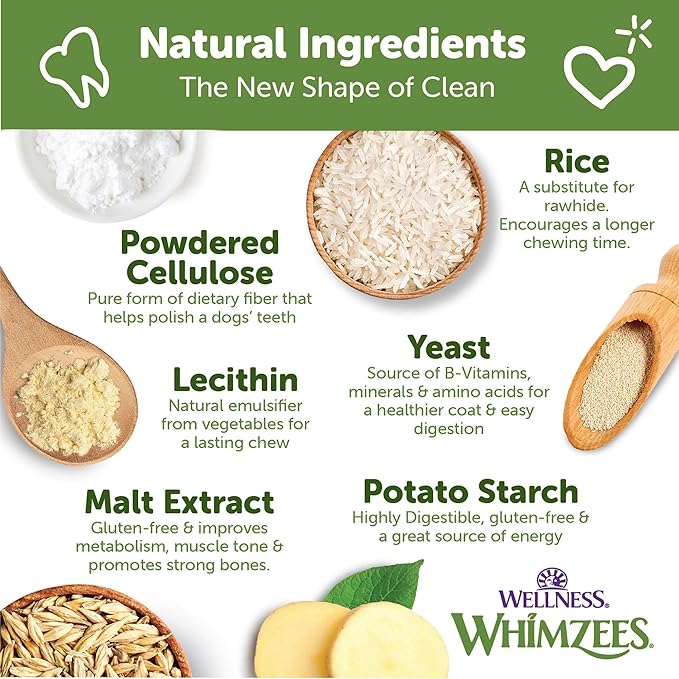 WHIMZEES Wellness Ricebone Dog Dental Treats, Natural Chews, Large Size, (9 Count)