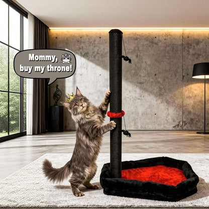 VIEFIN Gothic Cat Scratching Post with Bed, 34" Tall Cat Scratcher for Indoor Cats - Modern Sisal Scratch Post with Spider Dangling Toys for Kittens and Adult Cats
