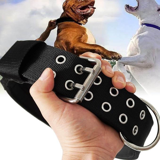 Large Dog Collar - Black Heavy Duty Collars for Gaint Breed Dogs, 2 inch Wide with Handle Strong Nylon and Stainless Hardware Tactical Collar, Good Choice for Large Dogs 13.5-19 in