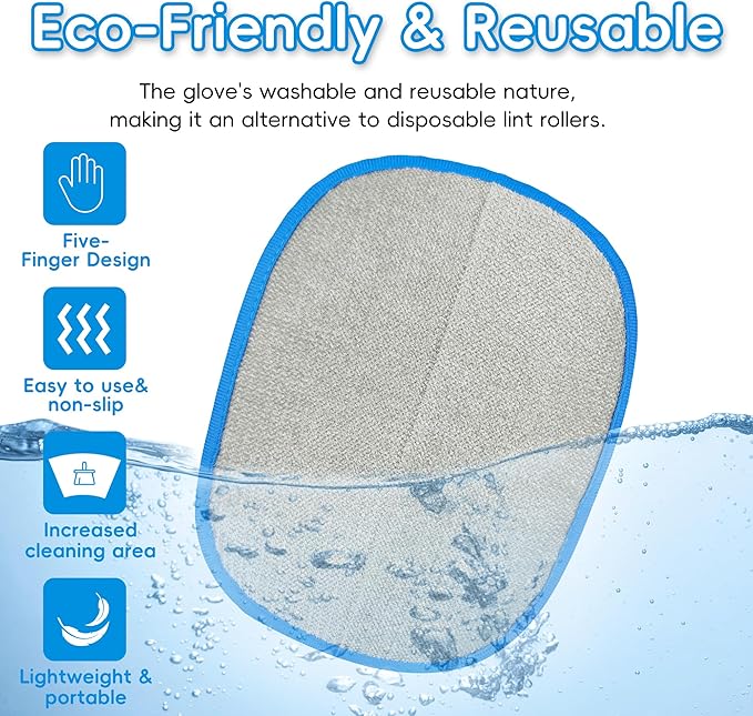 YOSEPATI Thickened Ectrostatic Pet Hair Removal Glove for Cat & Dog, Upgraded Five-Finger Reusable Magic Brush Pet Hair Remover Tool for Couch, Clothing, Carpet & Car Seat (2Pcs-Blue & Yellow)