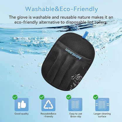 AstraLoom Pet Hair Removal Glove for Cats & Dogs,Reusable Electrostatic Pet Hair Remover Tool for Furniture, Carpet, Clothing, Car Seat (2PCS)