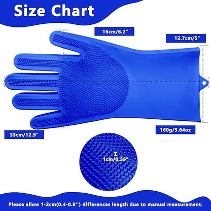 Pet Grooming Gloves—Heat Resistant Dog Washing Gloves with High-Density Teeth, Dog Bath Scrubber with Enhanced Five Finger Design, Silicone Gloves for Dogs and Cats Bathing, Massage (Dark Blue)