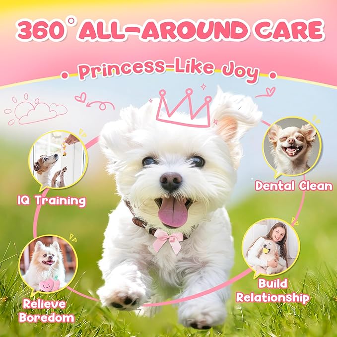 KIPRITII 25-Pack Pink Puppy Toy Set for Small Female Puppies - Includes Sweet Rope Toys, Chew Toys, Cute No-Stuffing Squeaky Dog Toy for Boredom and Teething