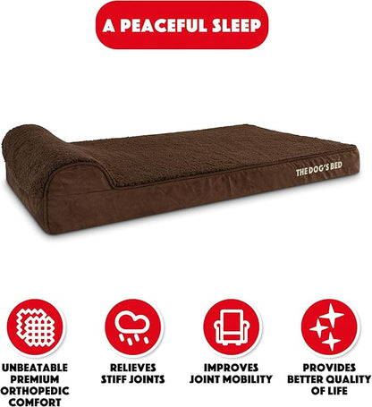 The Dog’s Bed Orthopedic Headrest Dog Bed XL Brown Plush, Memory Foam, Pain Relief for Arthritis, Hip & Elbow Dysplasia, Post Surgery, Lameness, Waterproof Washable Cover, Veterinary Approved