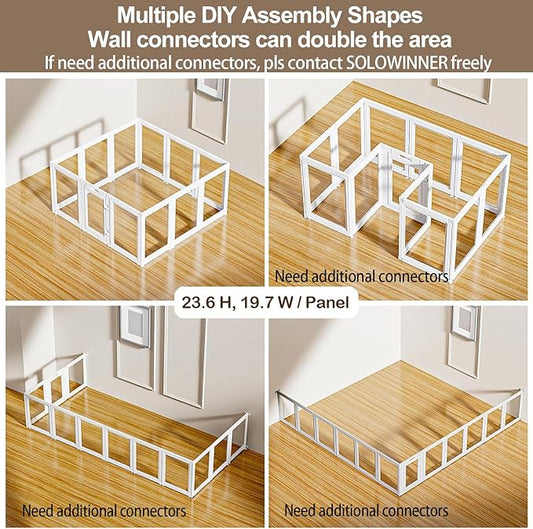 Clear Acrylic Dog Playpen Transparent Dog Playpen Indoor, Easy Assemble Clear Pet Pen for Puppy Bunny Cat Pig, Sturdy & Easy Cleaning Plastic Dog Puppy Fence