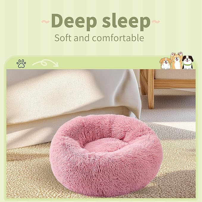 Comfort Donut Dog Bed for Small Dogs, Cat Bed & Pet Bed for Indoor Use, Medium Size with Soft Plush, Round Dog Beds for Large Dogs and Cats(Rubber Red,32''Lx32''Wx8''Th)