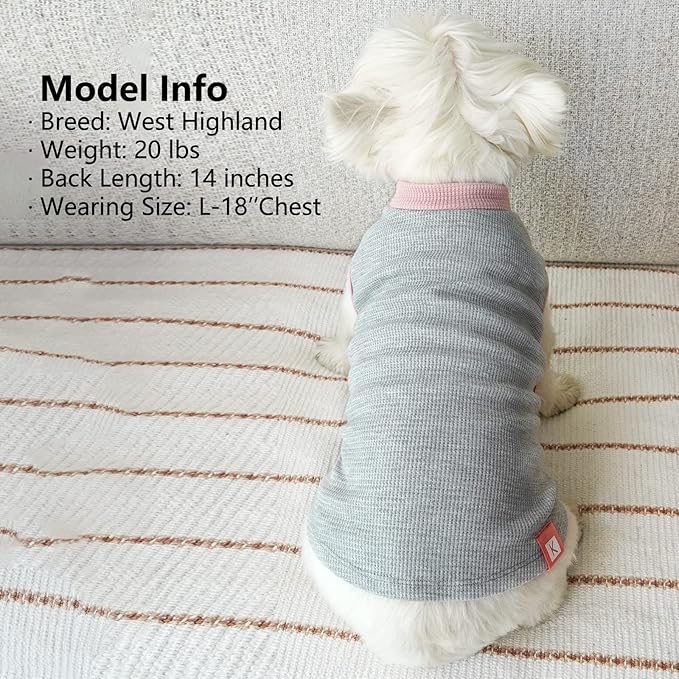 KYEESE 2Pack Dog Shirts Waffle for Small Dogs Stretchy T-Shirts Lightweight Tank Top Sleeveless Dog Vest Breathable Cat Shirt, Small, Pink+Grey