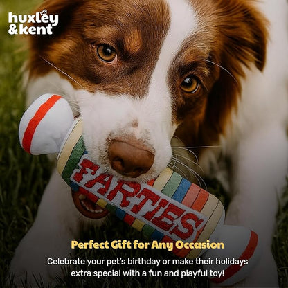 Huxley & Kent Funny Dog Toy w/Squeaker – Power Plush Squeaky Dog Toys for Small Dogs – Durable Small Stuffed Animal for Indoor Play & Fetch - Tiny Tuff Farties