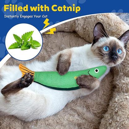 Zasle Cat Toys, Catnip Toys for Cats, Soft and Durable with Rattle Sound, Interactive Kitten Toys for Indoor Cats, Cat Chew Toy for All Breeds (3 Pack, Saury)