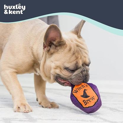 Huxley & Kent Halloween Funny Dog Toy w/Squeaker – Power Plush Squeaky Dog Toys for Small Dogs – Durable Small Stuffed Animal for Indoor Play & Fetch - Tiny Tuff Witch's Harvest 2pk