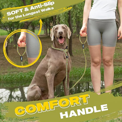 Fida Slip Leads for Dogs, 6 FT x 1/2" Dog Leash Heavy Duty Comfortable Strong Rope Lead for Large, Medium Dogs, No Pull Pet Training Leash with Highly Reflective,Yellow