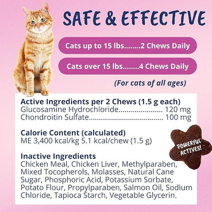 undertheweatherpet Mobility Chews for Cats | Helps in Preventing Joint Issues | for Aging Cats Becoming Less Active | 60 Star Shaped Soft Chews