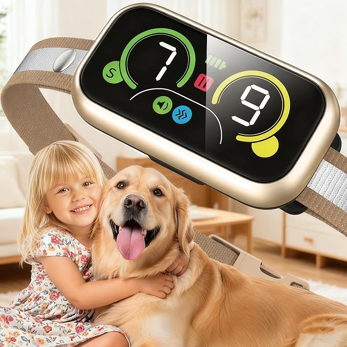 Dog Bark Collar, Smart Barking Collar with 4 Modes, 7 Adjustable Sensitivity for Barking Howling Whining, Automatic Anti Barking Device for Large Medium Small Dogs IP67 Waterproof for Indoor & Outdoor