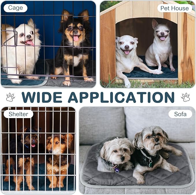 Clysee 8 Pack Self Heating Cat Mat Self Warming Cat Bed Extra Warm Thermal Pet Bed Mat Reflects Body Heat Washable Dog Crate Pad for Indoor Outdoor Pets(Gray, Blue,16 x 20 Inch)