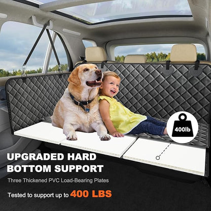CarChic Back Seat Extender for Dogs, Non-Slip Dog Car Seat Cover for Back Seat with Hard Bottom, Durable Pet Car Backseat Cover, Waterproof Dog Hammock for Car SUV Truck