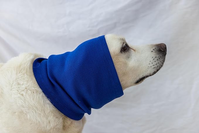 FDANDADE Dog Ear Muffs for Noise Cancelling, Ear Covers Outdoor Activities Neck Snood for Dog (Blue L)