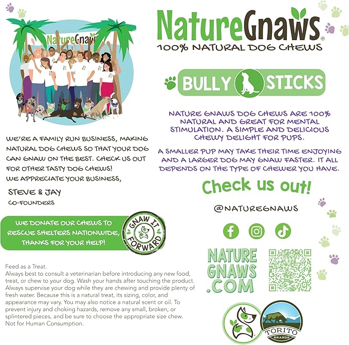 Nature Gnaws Thin Bully Sticks for Dogs 5-6" (8oz) - Mixed Thickness - Long Lasting for Small Dogs and Puppies - Natural Thin Beef Dog Chew Bones - Rawhide Free