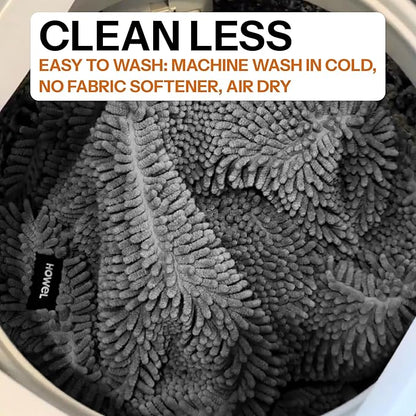 HOWEL Throw Down Towel for Drying Dogs, 43" x 35", Ultra Absorbent Microfiber, Quick-Drying, Double-Sided Suede Chenille, Machine Washable, Soaks Over 2L, Grey Dog Bath Mat Towel