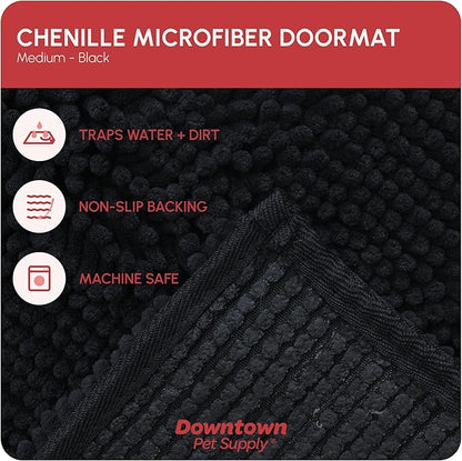 My Doggy Place Dog Mud Mat, 31" x 20" Black – Thick Microfiber Entry Rug for Snow, Mud & Salt – Absorbent, Quick-Dry, Washer-Safe & Non-Slip, Medium