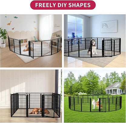 Jhsomdr Dog Playpen Outdoor, 40 inch 24 Panels Dog Fence with Extra Wide Gate No-Tripped Pet Playpen Rustproof Dog Pen Indoor Puppy Playpen for Temporary Containment Portable Pet Fence for RV Camping