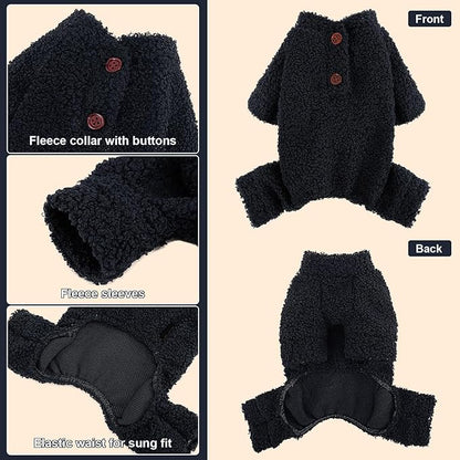 Dog Sweaters for Small Dogs Winter Dog Pajamas Sized Dogs Boy Girl Fleece Pet Clothes Puppy Outfit 4 Legs Jumpsuits for Chihuahua Yorkie Cat Apparel, Blue, M