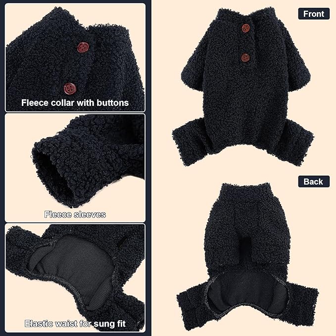 Dog Sweaters for Small Dogs Winter Dog Pajamas Sized Dogs Boy Girl Fleece Pet Clothes Puppy Outfit 4 Legs Jumpsuits for Chihuahua Yorkie Cat Apparel, Blue, S