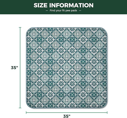 FXW Washable Pee Pads for Dogs, Puppy Pads with Super Absorbent, Specifically Designed for Potty Training, 35" Square, Tribal Blue, 2 Packs