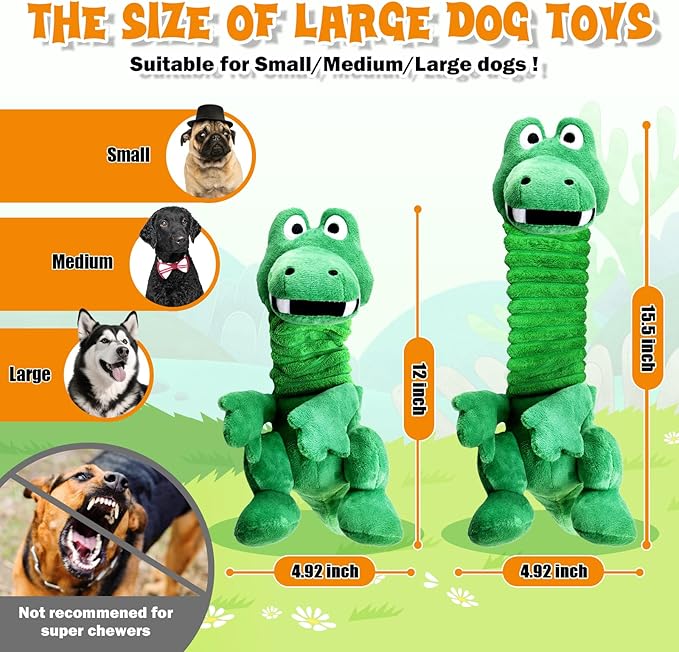 Fuufome Large Squeaky Dog Toys:Plush Tug of War Dog Toys with Crinkle-Interective Chew Toys for Small,Medium,and Large Breeds- Puppy Toys Keep Them Busy&Dental Exercise
