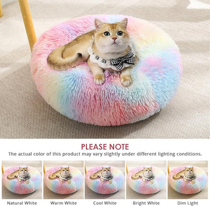 JOLLYVOGUE Dog & Cat Bed, Calming Anti-Anxiety Pet Bed for Small Dogs, Fluffy Donut Cushion for Small and Medium Pets (20")