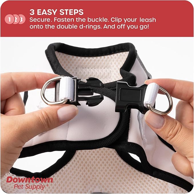 Downtown Pet Supply Step in Dog Harness for Small Dogs No Pull, Medium, Doodle - Adjustable Harness with Padded Mesh Fabric and Reflective Trim - Buckle Strap Harness for Dogs
